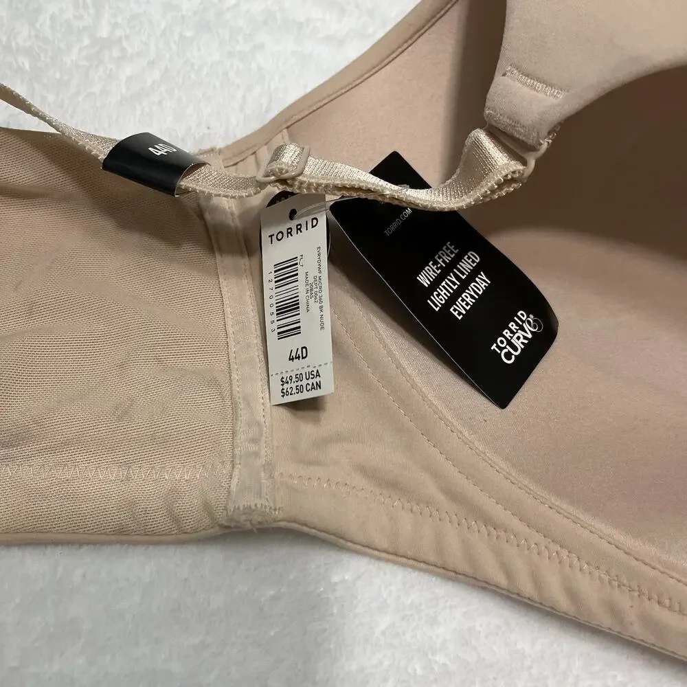 Torrid Curve 360 Dream Wire Free Lightly Lined Everyday Bra Size 44D Beige New
